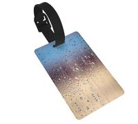 Durable Rain Drops on Glass Print Luggage Tag with Full Back Privacy Cover â€“ Bright ID Labels for Suitcases, and Backpacks
