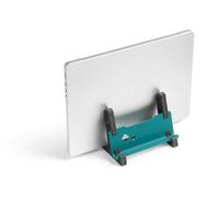 Durable Vertical Laptop Stand EFFECT - Made from 60 percent Recycled PET Felt - Stylish Laptop Holder with Phone and Tablet Tray - Grey and Dark Green