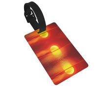 Durable Red Sunrise Print Luggage Tag with Full Back Privacy Cover â€“ Bright ID Labels for Suitcases, and Backpacks