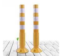Durable Reflective Parking Bollards for Driveway - 4 Pack Yellow & White Safety Delineator Posts with Expansion Bolts for Enhanced Traffic Control & Protection