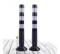 Durable Reflective Traffic Control Posts - Black & White Plastic Bollards for Driveway Protection & Space Management (2 Pack) - Secure Installation, Weather-Res