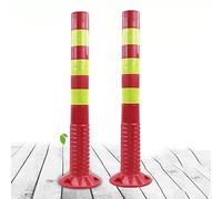 Durable Reflective Traffic Control Posts - Red & Yellow Plastic Bollards for Driveway Protection & Space Management, Easy Secure Installation, 2 Pack