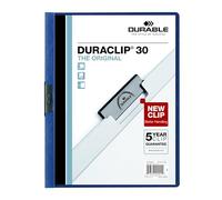 Durable Report Cover with DURACLIP, Letter-Size, Holds Up to 30 Pages, Clear Cover/Dark Blue, 25 per Box (220307BX)
