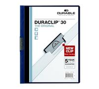 Durable Report Cover with DURACLIP, Letter-Size, Holds Up to 30 Pages, Clear Cover/Navy Blue, 25 per Box (220328BX)
