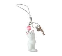 Durable Resin Cat Keychain Soft Flocked Phone Accessories Safe for Everyday Use Resin Keychain Commuter Accessories, フリーサイズ