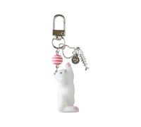 Durable Resin Cat Keychain Soft Flocked Phone Accessories Safe for Everyday Use Resin Keychain Commuter Accessories, フリーサイズ
