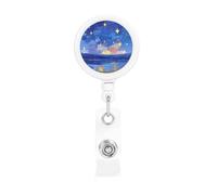 Durable Retractable Badge Holder for Work Staff Campus with Unique Dreamy Starry Sky Print Design
