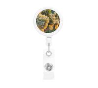 Durable Retractable Badge Holder for Work Staff Campus with Unique Fresh Bunch Print Design