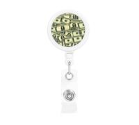 Durable Retractable Badge Holder for Work Staff Campus with Unique Many Cartoon Dollars Print Design