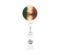 Durable Retractable Badge Holder for Work Staff Campus with Unique Retro Irish Flag Print Design