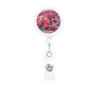 Durable Retractable Badge Holder for Work Staff Campus with Unique Roses by the sea Print Design