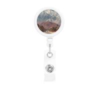 Durable Retractable Badge Holder for Work Staff Campus with Unique Snow Mountain Highway Print Design