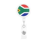 Durable Retractable Badge Holder for Work Staff Campus with Unique South Africa Flag Print Design