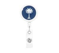 Durable Retractable Badge Holder for Work Staff Campus with Unique South Carolina Flag Print Design
