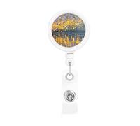 Durable Retractable Badge Holder for Work Staff Campus with Unique Water Reflections Print Design