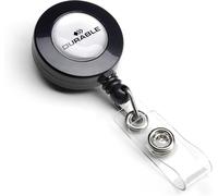 Durable Retractable Badge Reel ID Card Key Holder Black Pack of 10