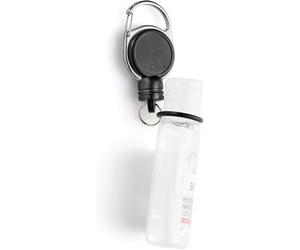 Durable Retractable Reel for Hand Sanitiser, Extra Strong, Black | Disinfectant Travel Bottle Holder, Holds up to 300 Grams, O-Ring 20mm Secures the Bottle Neck, 60cm Band