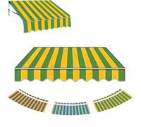Durable Retractable Sun Shade Awning Fabric WaterResistant Replacement Canopy for Patio Green Stripes 12' x 10' (2.5m x 1.5m) Outdoor UV Protection & Easy Installation