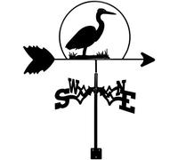 Durable Retro Crane Silhouette Weather Vane Garden Wind Direction Indicator Metal Weathervane Patio Yard Wind Vane Measuring Tool Supplies Craft Decoration