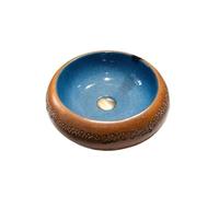 Durable Retro Small Bathroom Sink Simple Round Above Counter Basin with Faucet and Drain Easy to Install