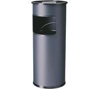 Durable Round Metal Ashtray Bin, 17 Litres, Dark Grey, Includes Sand | Waste Bin with Integrated Ashtray and Handle, Sand Filling Included, for Covered Outdoor Smoking Areas, Made in Germany