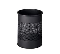 Durable Round Metal Perforated Waste Bin - 15L Charcoal
