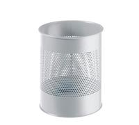 Durable Round Metal Perforated Waste Bin - 15L Grey