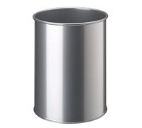 Durable Round Metal Waste Bin, 15 Litre, Silver, Made in Germany | Waste Paper Bin with Classic Finish, 315 x 260mm, for Bedrooms, Offices and Bathrooms
