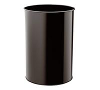 Durable Round Metal Waste Bin, 30 Litre, Black, Made in Germany | Scratch Resistant Polyester Coating, 450 x 315mm, for Bedrooms, Offices and Bathrooms, Made in Germany