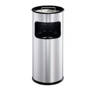 Durable Waste Bin 17 Litre Round With Ashtray Silver 333023