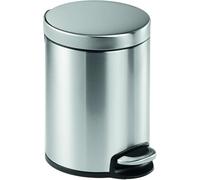 Durable Round Pedal Bin, 5 Litre Capacity, Silver, Stainless Steel | Rubbish Bin with Silent Closing Lid, Reduces Noise, Rubber Ring Holds Bag in Place, for Offices, Kitchens and Bathrooms