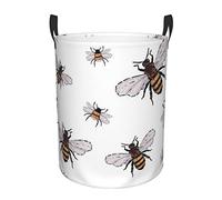 Durable Round Single-Layer Funny Bees Laundry Basket/Dirty Clothes Bag - Oxford Fabric, Water-Resistant, Easy To Clean