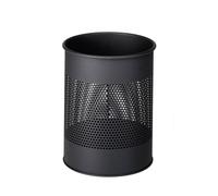Durable Round Steel Waste Bin | 165mm Perforated Ring | 15L | Charcoal