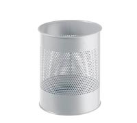 Durable Round Steel Waste Bin | 165mm Perforated Ring | 15L | Grey