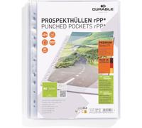 Durable rPP Premium Punched Poly Pockets A4, Pack of 40, Transparent | Document Wallets with Universal Punching, 80 Microns, Protects Documents, Top Opening for Easy Insertion, Made in Germany