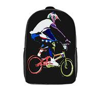 Durable Rucksack Bicycle Motocross BMX Racing School Bags Printed Backpack for Travel, Camping, Work, 42X32X14Cm