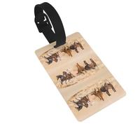 Durable Running Horse in Desert Sand Storm Print Luggage Tag with Full Back Privacy Cover â€“ Bright ID Labels for Suitcases, and Backpacks