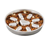 Durable Rustproof Puppy Basin - 270g Silver Material, Obstacle Pattern Feeding Plate, Weighted Skid Resistant Bowl | Canine Mealtime Regulation Weight Management Fast Eater Training Daily Nutrition We