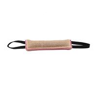 Durable Sackcloth Dog Training Tug, Dog Bite Training Rod with Two Handles, Interactive Prey Drive Toy for Active Dogs, Soft Teeth - Safe Material, Beige Red Black