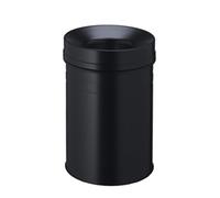 Durable SAFE+ Fire Extinguishing Metal Waste Bin TUV Cert 15L Black