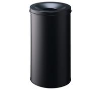 Durable Safe Waste Basket Metal Round 60 Litre Bin Black - 330701