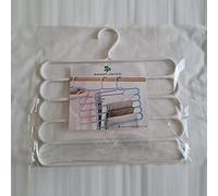 Durable Sana Plastics Multilayer, Multipurpose, 5 Layer Clothes Hanger, Closet Organizer for Pants, Jeans, Trouser, Tie, Skirt, Scarf, Abaya, Towel, Shawl (White)