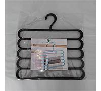 Durable Sana Plastics Multilayer, Multipurpose, 5 Layer Clothes Hanger, Closet Organizer for Pants, Jeans, Trouser, Tie, Skirt, Scarf, Abaya, Towel, Shawl (Black)