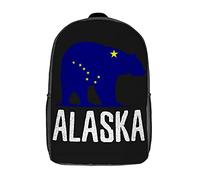 Durable School Bags Bear Flag of Alaska Knapsack Lightweight Sports Bag for Work, Travel, Hiking, 42X32X14Cm