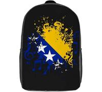 Durable School Bags Musical Bosnia and Herzegovina Flag Rucksack Trendy Backpack for Travel, Work, Camping, 42X32X14Cm