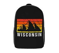 Durable School Bags Wisconsin Mountain Retro Backpack Adjustable Straps Rucksack for Work, Travel, Hiking, 42X32X14Cm