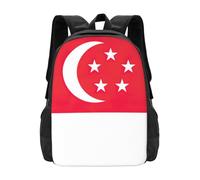 Durable School Rucksack Singapore Flag Print Schools Backpack Large Capacity Knapsack for Work, Camping, Hiking, 42X32X14Cm