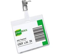 Name Badge 60 x 90mm Security Fastener with Clip Clear Pack 25