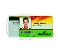 Durable Security Pass Holder Duo 54 x 85 mm Transparent | Pack of 10 Badges | Glass Clear | Ideal for Security and Visitor Management