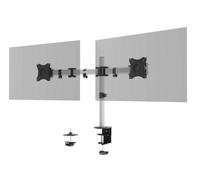 Durable Select Monitor Mount Desk Clamp For 2 Screens - 13 - 27" - Gloss Silver, Silver